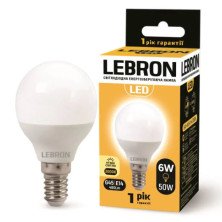 Лампа светодиодная LED Lebron L-G45 6W 3000K 480Lm (11-12-19)
