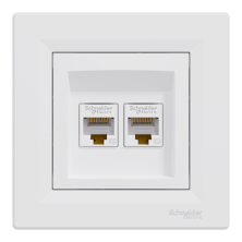 Двойная компьютерная розетка RJ45 Schneider Electric Asfora, белая