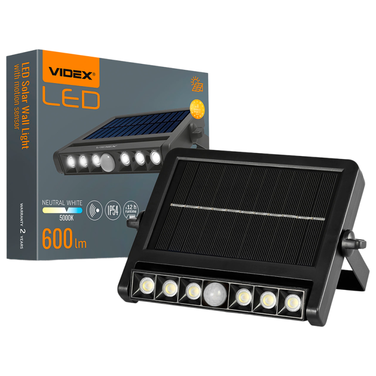 Светильник LED автономный настенный VIDEX 10W (5000K, 600Lm, LiFePO4 2Ah, IP54, сенсорный) - Новаторстрой - фото 1