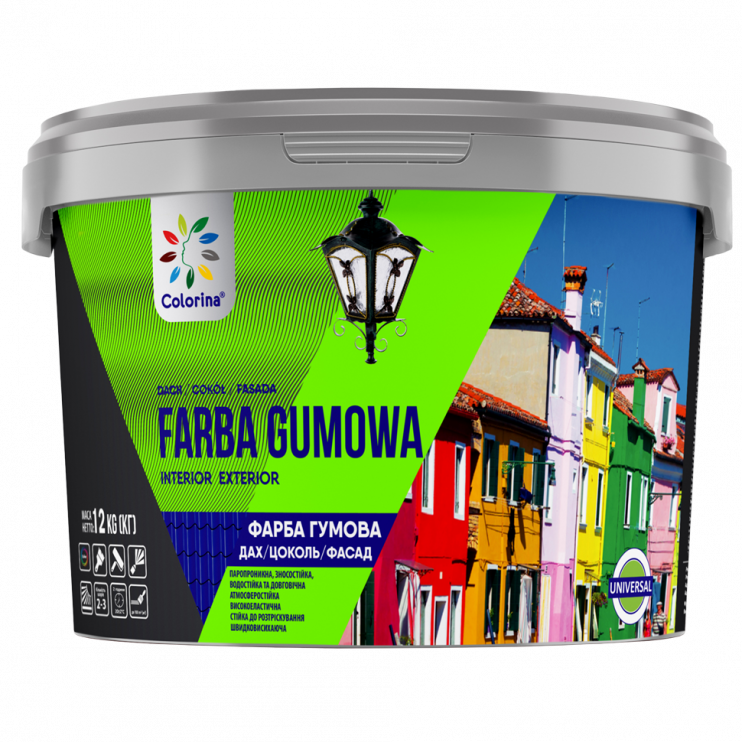 Фарба гумова для дахів, цоколю, фасадів Colorina RAL9017 чорна (12 кг) - Новаторбуд - фото 1