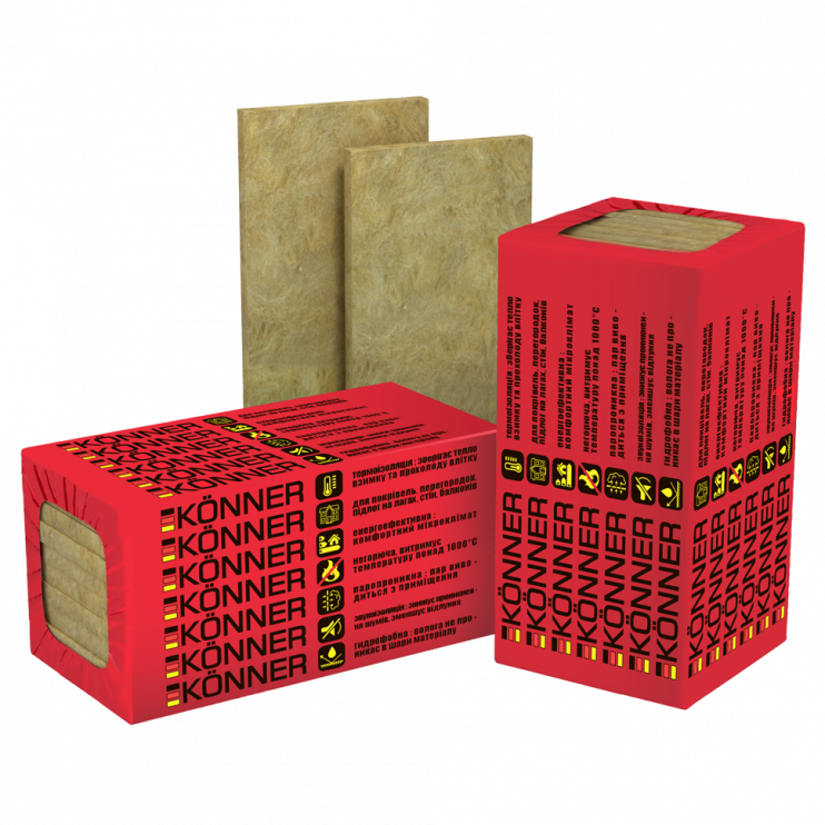 Мінеральна вата у плитах Körnner (115 кг/м3) 100x600x1200 мм Київ у Києві - Новаторбуд - фото 1