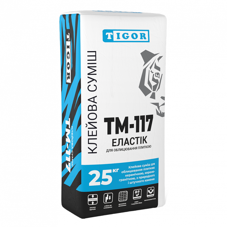 Клей для плитки TIGOR TM-117 Эластик (25 кг) - Новаторстрой - фото 1
