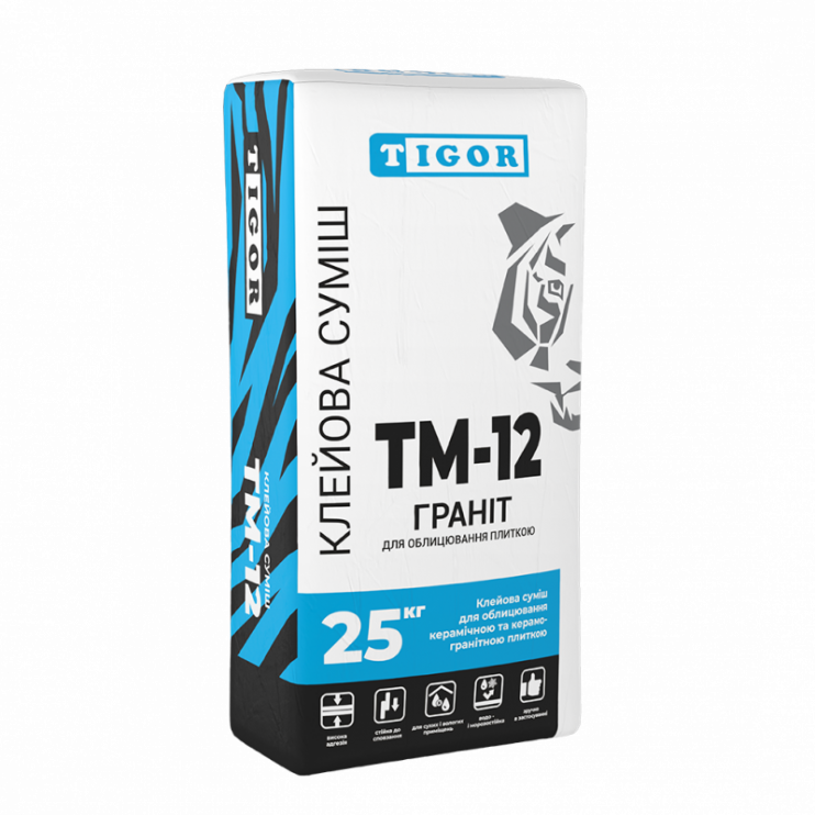Клей для плитки и керамогранита TIGOR ТМ-12 Гранит (25 кг) - Новаторстрой - фото 1