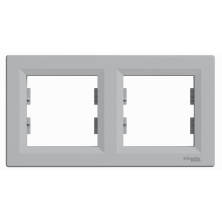 Рамка двухместная горизонтальная Schneider Electric Asfora, алюминий