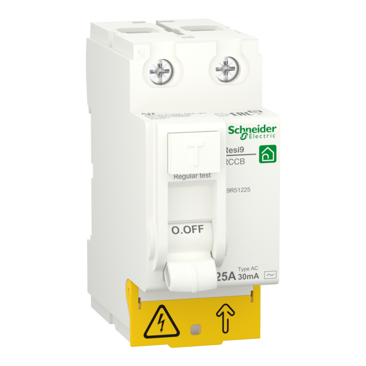 Диференціальний вимикач навантаження Schneider Electric Resi9 25A, 30мA, 2P, тип АС - Новаторбуд - фото 1