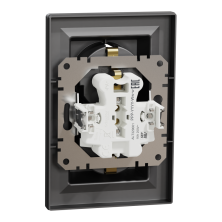 Розетка двойная с заземлением Schneider Electric Asfora, антрацит