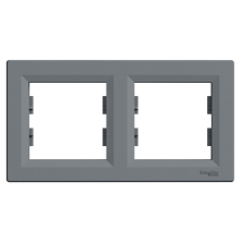 Рамка двухместная горизонтальная Schneider Electric Asfora, сталь