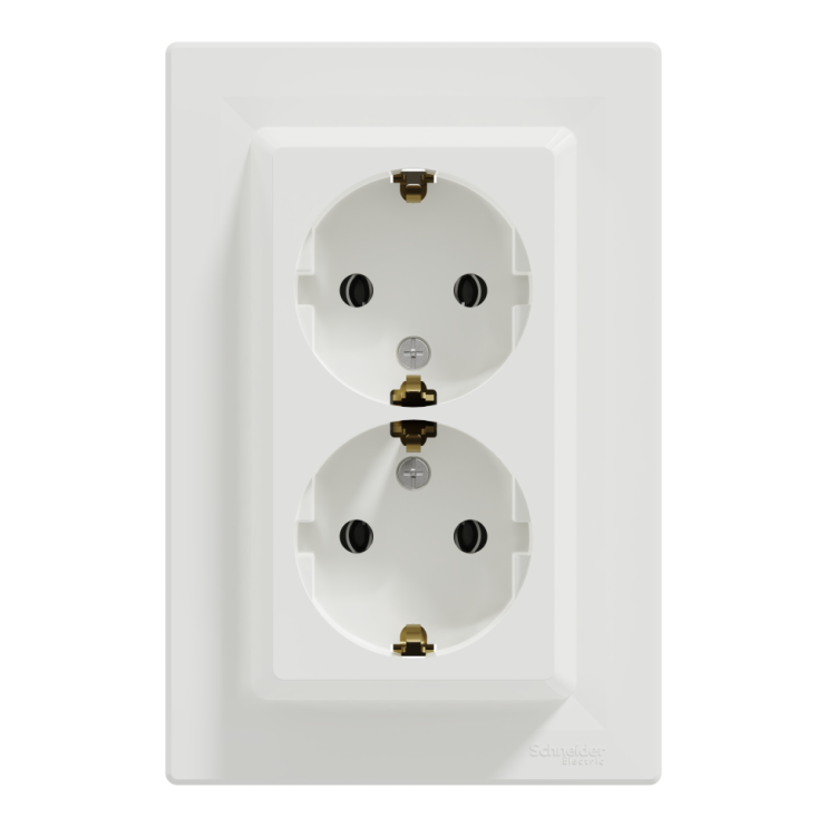 Розетка двойная с заземлением Schneider Electric Asfora, белая - Новаторстрой - фото 1