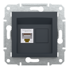 Компьютерная розетка RJ45 UTP Cat 5E Schneider Electric Asfora, антрацит