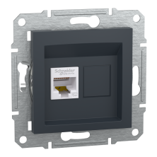 Компьютерная розетка RJ45 UTP Cat 5E Schneider Electric Asfora, антрацит