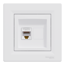 Компьютерная розетка RJ45 UTP Cat 5E Schneider Electric Asfora, белая