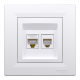 Компьютерная розетка RJ45 UTP Cat 5E и телефонная RJ12 розетка Schneider Electric Asfora, белая Киев