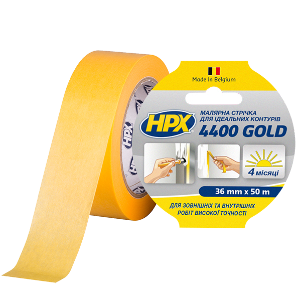 Лента малярная HPX 4400 100С 36 мм х 50 м оранжевая - Новаторстрой - фото 1