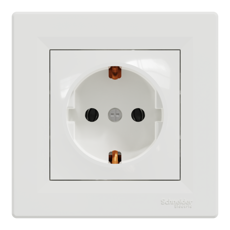 Розетка із заземленням Schneider Electric Asfora, біла - Новаторбуд - фото 1