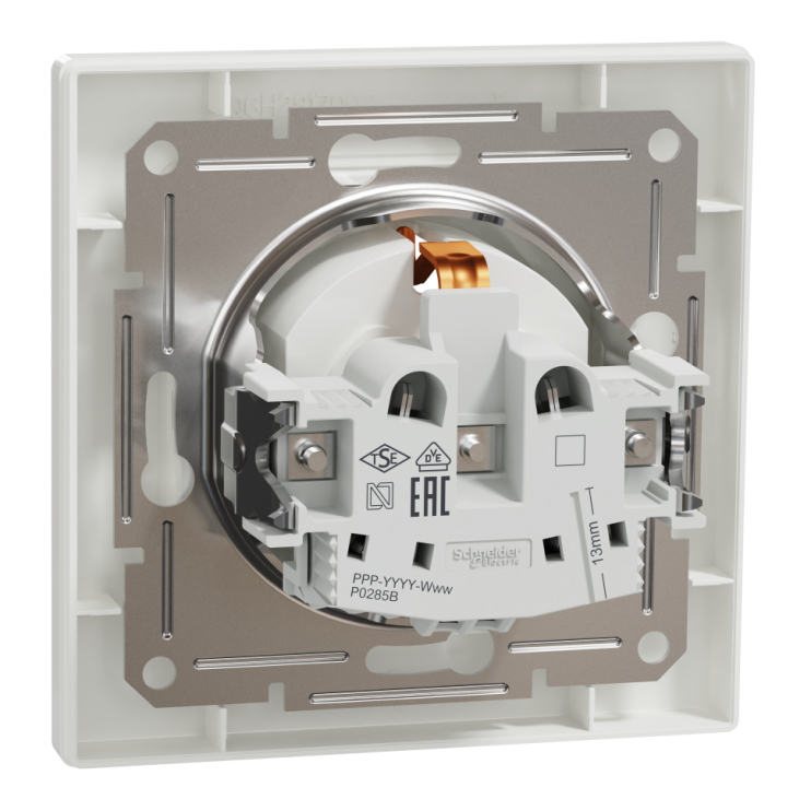 Розетка із заземленням та захисними шторками Schneider Electric Asfora, біла - Новаторбуд - фото 4