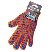 Перчатки рабочие TIGOR оранжевые с синей ПВХ точкой