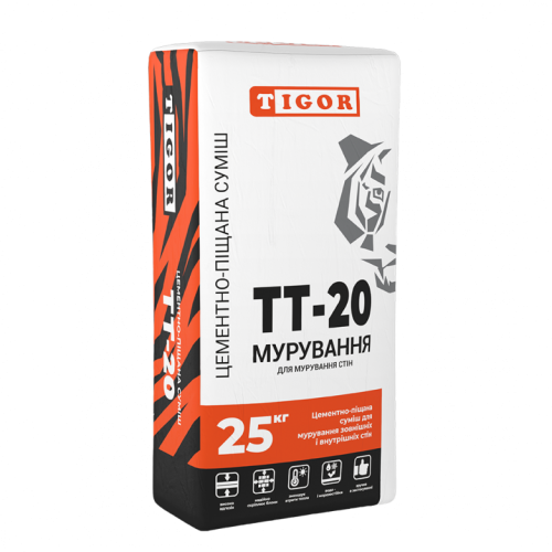 Цементно-піщана суміш TIGOR ТТ-20 Мурування (25 кг) Київ у Києві - Новаторбуд - фото 1