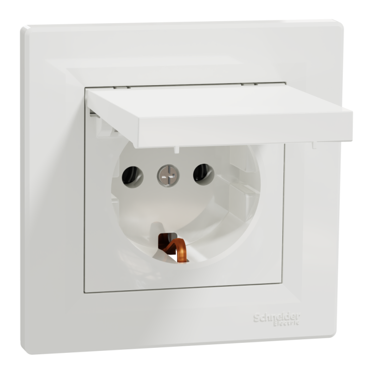 Розетка із заземленням та захисною кришкою Schneider Electric Asfora, біла - Новаторбуд - фото 4