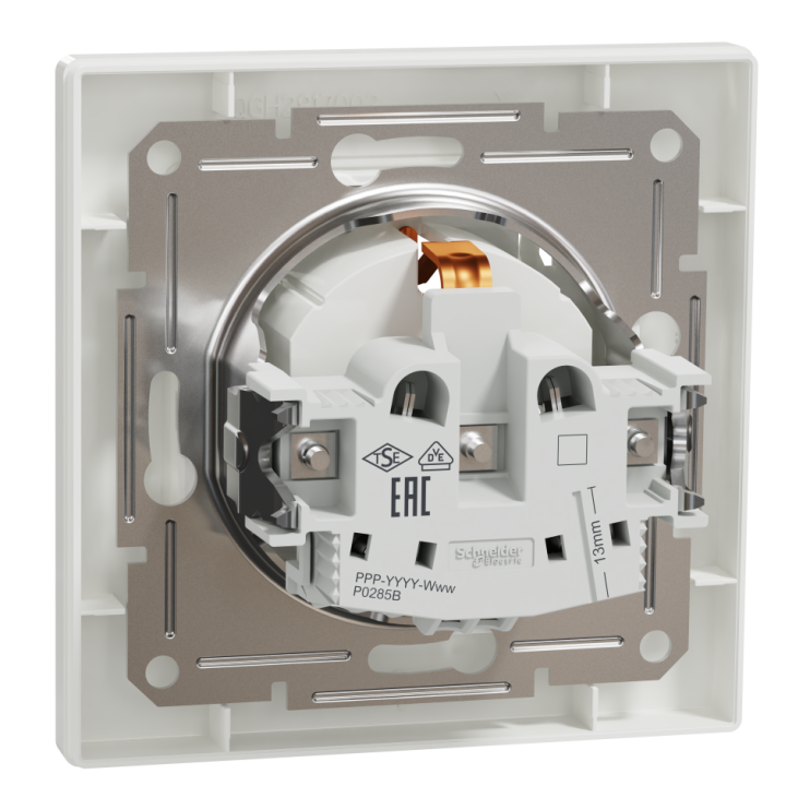 Розетка із заземленням та захисною кришкою Schneider Electric Asfora, біла - Новаторбуд - фото 3