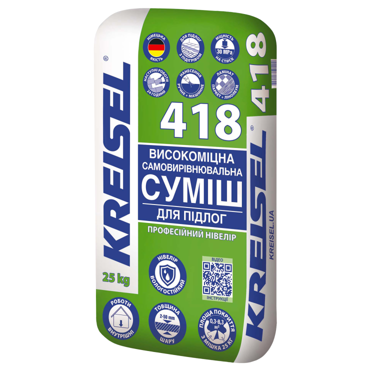 Самовыравнивающаяся высокопрочная смесь для пола Kreisel 418 2-50 мм (25 кг) - Новаторстрой - фото 1