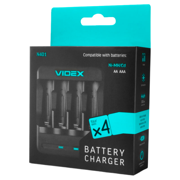 Зарядний пристрій VIDEX VCH-N401 (Ni-MH/Cd: АА, ААА) - Новаторбуд - фото 7