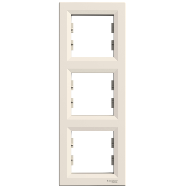 Рамка тройная вертикальная Schneider Electric Asfora, кремовая Киев в Киеве - Новаторстрой - фото 1