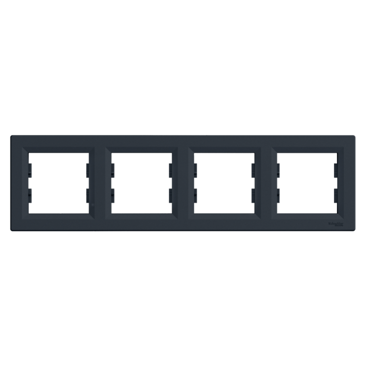 Рамка чотиримісна горизонтальна Schneider Electric Asfora, антрацит Київ у Києві - Новаторбуд - фото 1