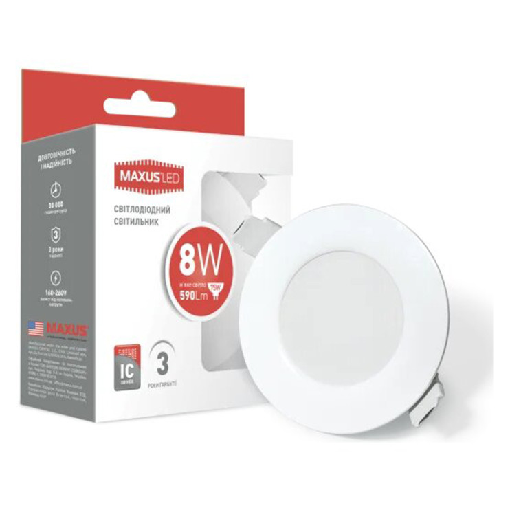 Світильник LED Maxus 8W 3000K (1-SDL-005-01) Київ у Києві - Новаторбуд - фото 1
