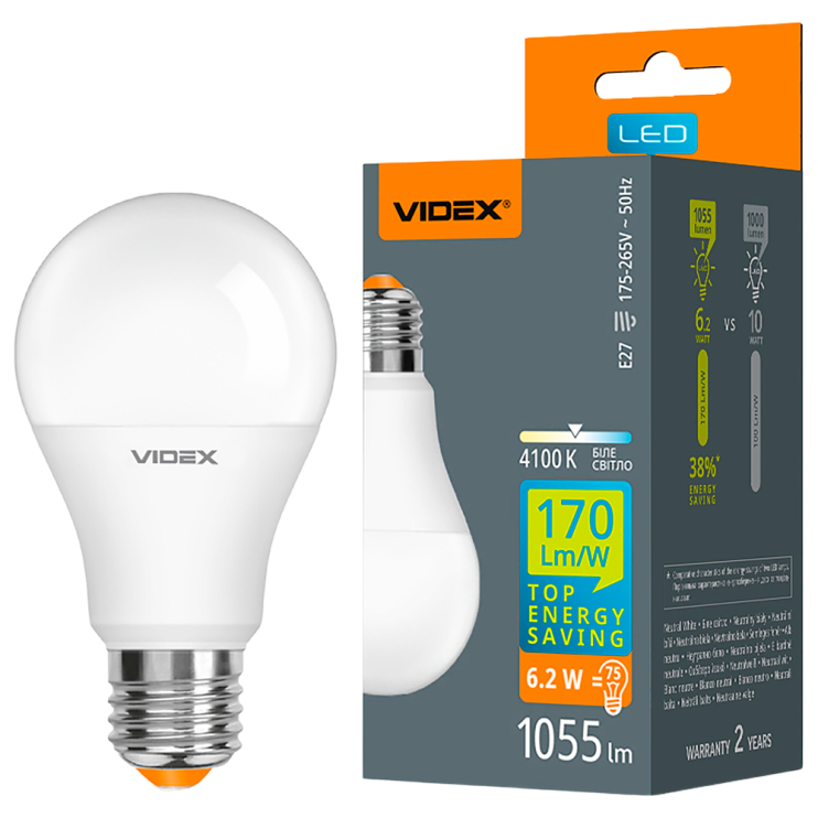 LED лампа VIDEX A60h 6.2W E27 4100K Київ у Києві - Новаторбуд - фото 3