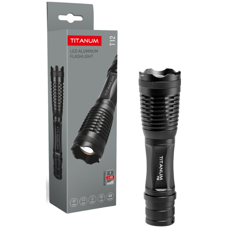 Портативний світлодіодний ліхтарик VIDEX TITANUM TLF-T12 (350Lm 5000K) Black Київ у Києві - Новаторбуд - фото 1