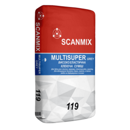 Клей для плитки Scanmix Multisuper 119 високоеластичний (25 кг) - Новаторбуд - фото 1