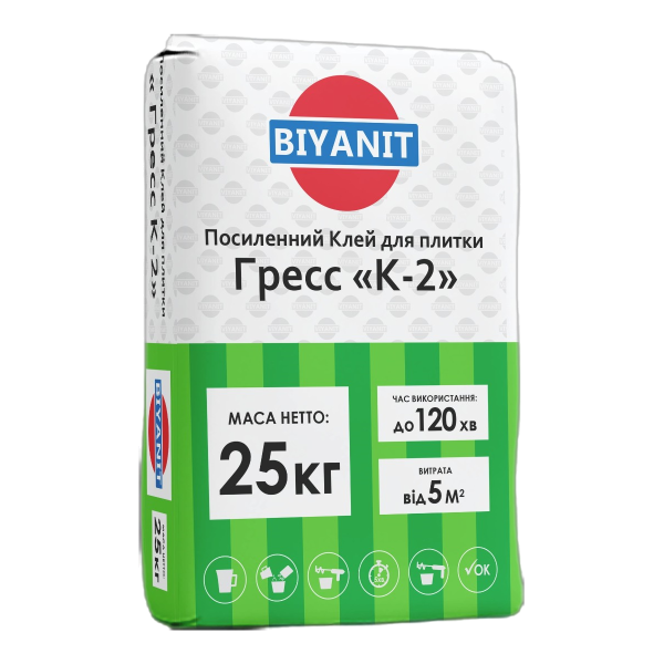 Клей для плитки посилений Biyanit К-2 (25 кг) Київ у Києві - Новаторбуд - фото 1