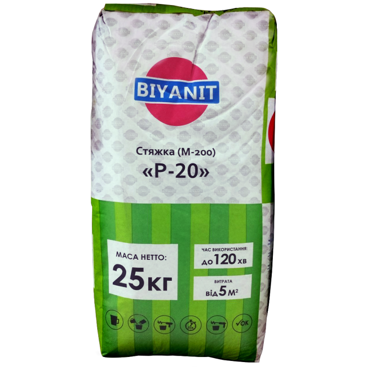 Сухая смесь для для пола 25 кг Biyanit Р-20 марки М-200 у Києві - Новаторбуд - фото 2