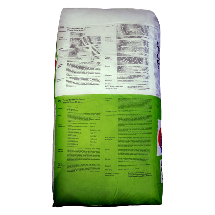 Задняя часть мешка смеси для для пола 25 кг Biyanit Р-20 марки М-200 - Новаторбуд - фото 3
