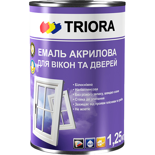 Эмаль акриловая для окон и дверей TRIORA белая (0,4 л) - Новаторстрой - фото 1