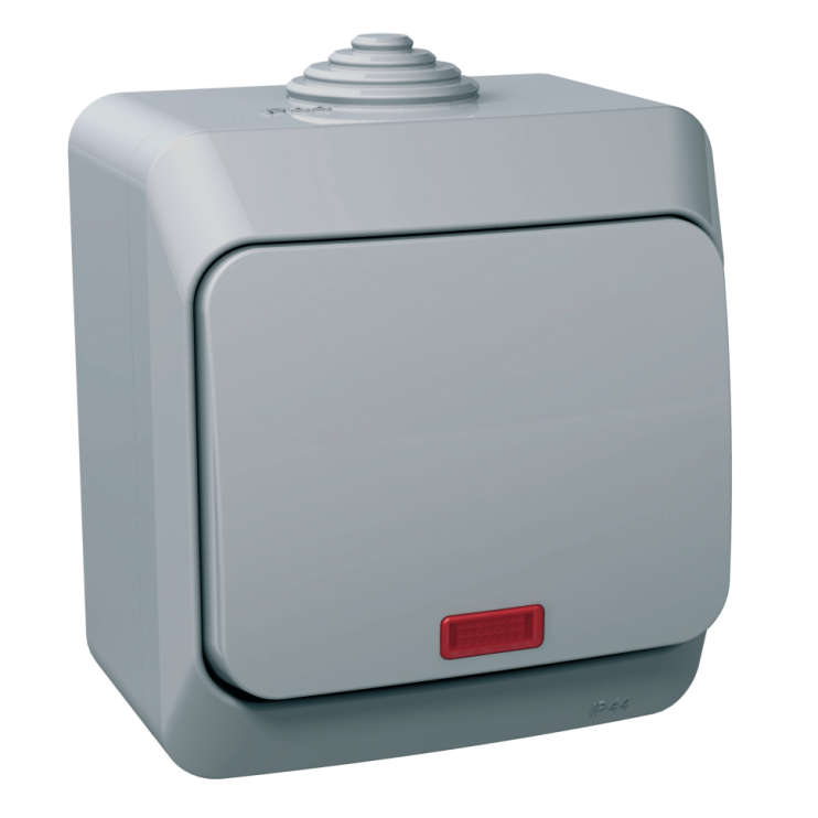 Выключатель одноклавишный с подсветкой Schneider Electric Cedar Plus, серый Киев в Киеве - Новаторстрой - фото 1