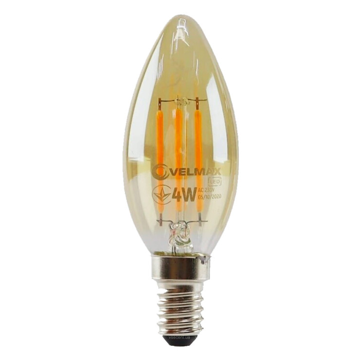 Лампа LED Velmax V-Filament-Amber-C37 4W 2200K 400Lm Київ у Києві - Новаторбуд - фото 1