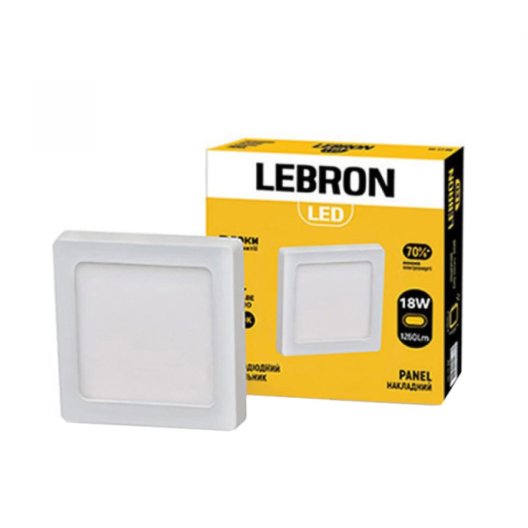 Светильник LED LEBRON квадратный накладной с блоком питания 18W 4100K - Новаторстрой - фото 1