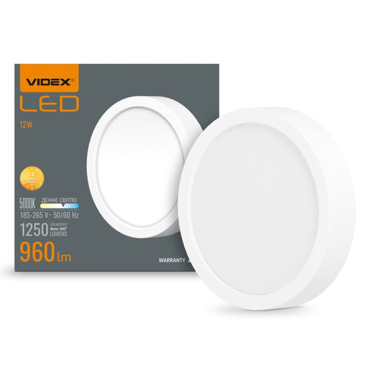 Cветильник накладной LED VIDEX 12W 5000K (VL-DLRS-125) - Новаторстрой - фото 1