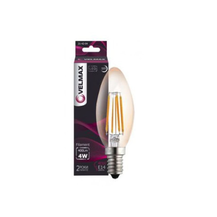 Лампа LED Velmax V-Filament-C37 6W E14 4100K 630Lm Київ у Києві - Новаторбуд - фото 1