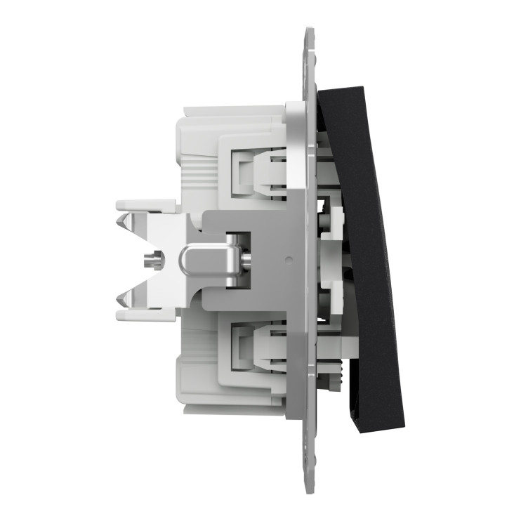 Выключатель двухклавишный самозажимной Schneider Electric Asfora, антрацит - Новаторстрой - фото 6