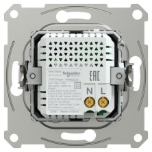 Двойное зарядное USB устройство Schneider Electric Asfora, тип А+C, 21 Вт (алюминий)