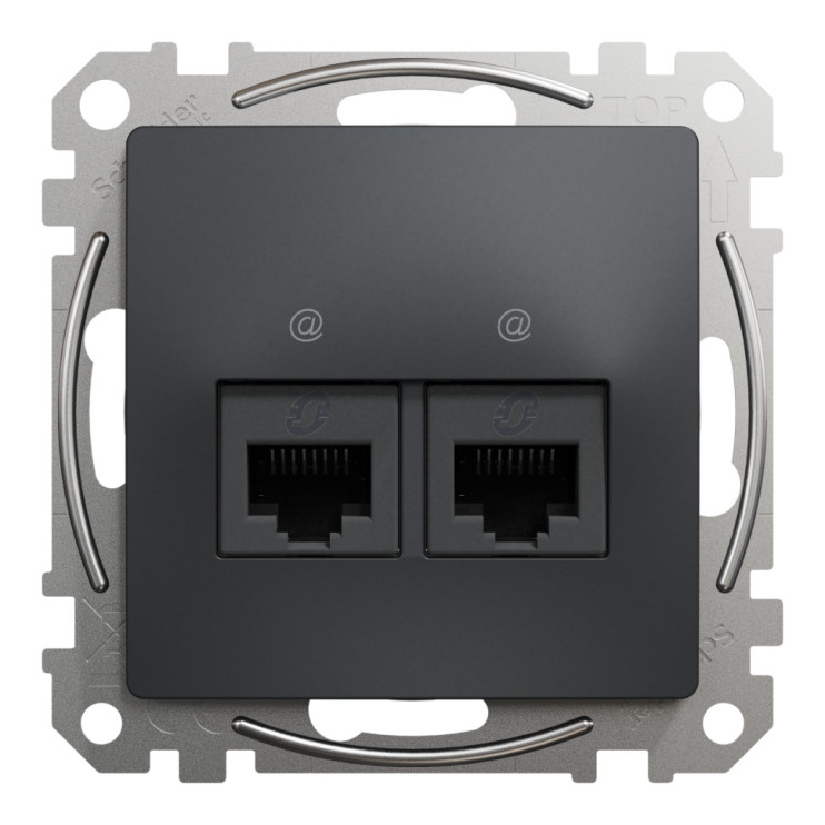 Розетка мережна Schneider Electric Sedna Design&Elements, 2xRJ45 CAT6 UTP, PRO (антрацит) - Новаторбуд - фото 1