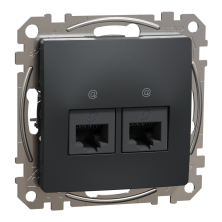 Розетка сетевая Schneider Electric Sedna Design&Elements, 2xRJ45 CAT6 UTP, PRO (антрацит)