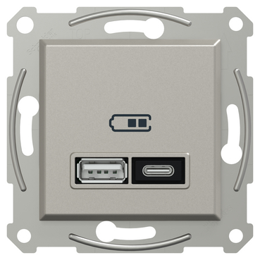 Подвійний зарядний пристрій USB Schneider Electric Asfora, тип А+C, 21 Вт (бронза) Київ у Києві - Новаторбуд - фото 1