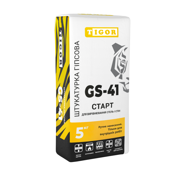 Штукатурка гіпсова TIGOR GS-41 СТАРТ (5 кг) - Новаторбуд - фото 1