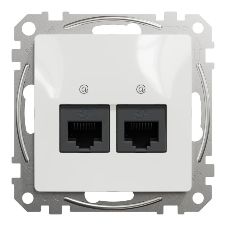 Розетка мережна Schneider Electric Sedna Design&Elements, 2xRJ45 CAT6 UTP, PRO (біла) - Новаторбуд - фото 1