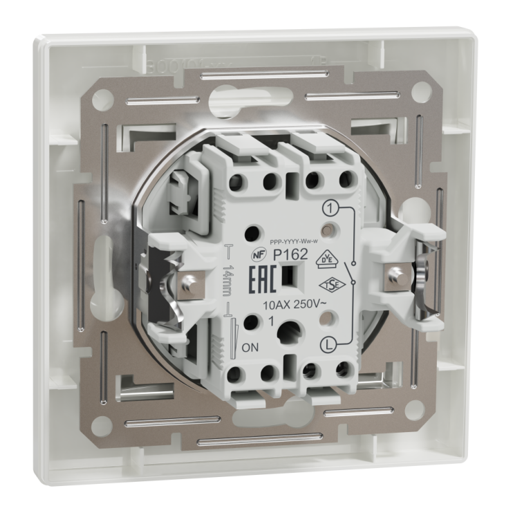 Выключатель одноклавишный самозажимной Schneider Electric Asfora, белый - Новаторстрой - фото 4