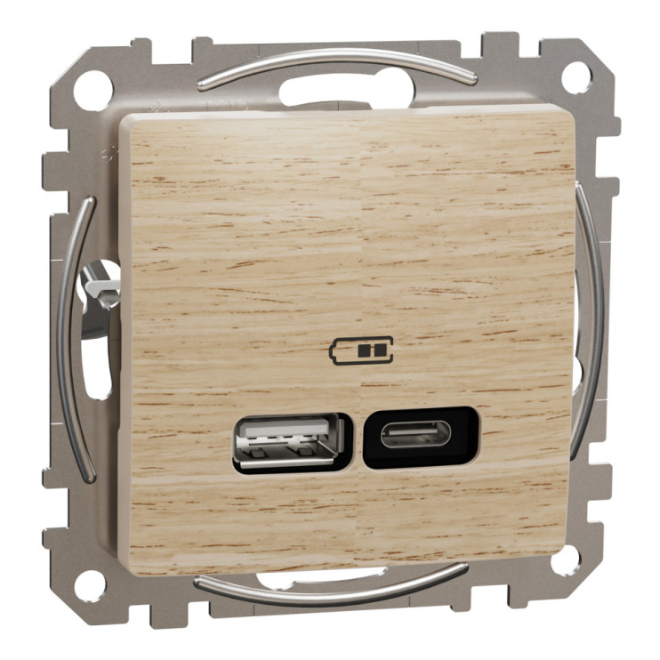 USB розетка Schneider Electric Sedna Design&Elements А+С, береза - Новаторбуд - фото 3