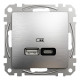 USB розетка Schneider Electric Sedna Design&Elements А+С, матовий алюміній